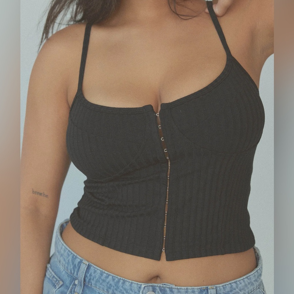 Klassy Network RIBBED CORSET BRAMI in Black - Picture 2 of 4